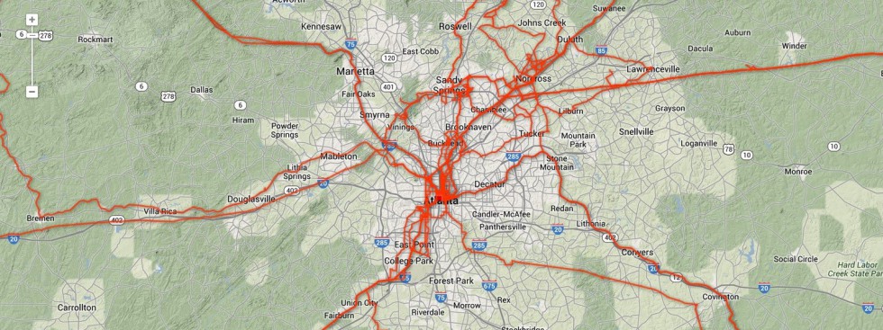 Highway map of Atlanta and surrounding area